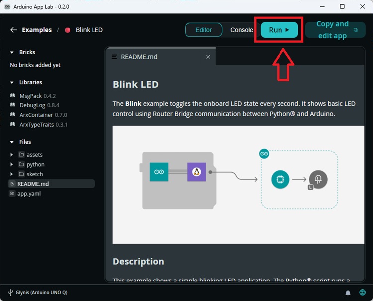 Arduino App Lab - Run App
