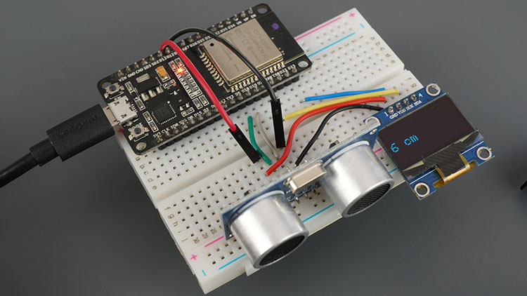 ESP32 Board HC-SR04 Ultrasonic Sensor Module Arduino OLED Parts Required