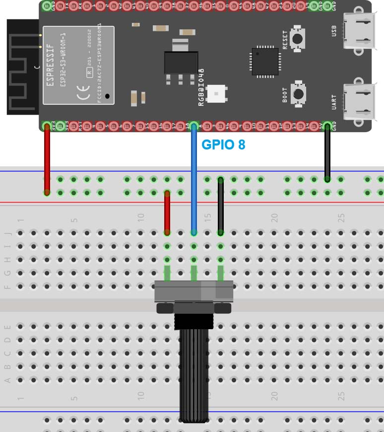 ESP32-S3 Potentiometer Circuit Analog Input ADC