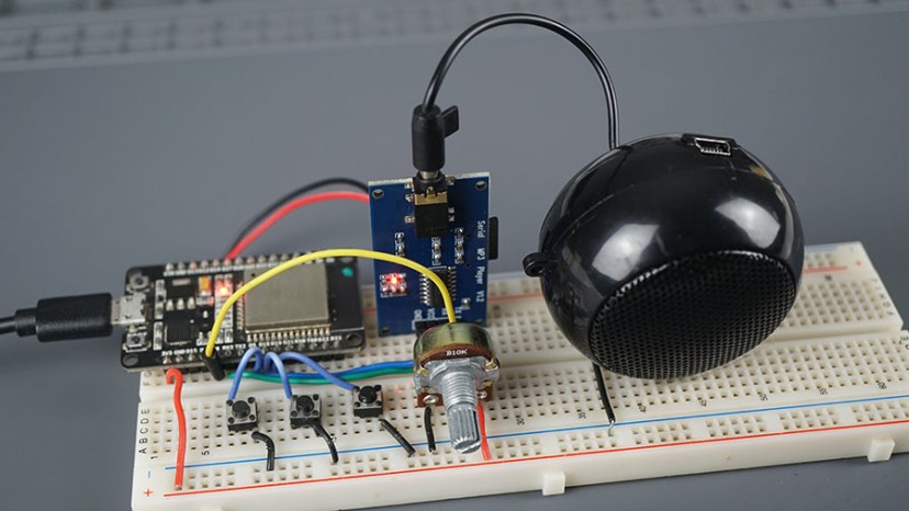 ESP32 YX5300 YX6300 MP3 Player with Button Controls Arduino IDE Circuit Demonstration