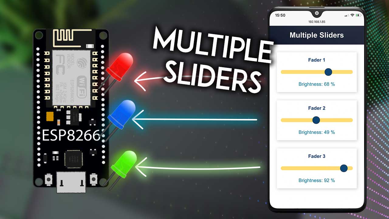 ESP8266 Web Server WebSocket with Multiple Sliders: Control LEDs Brightness PWM