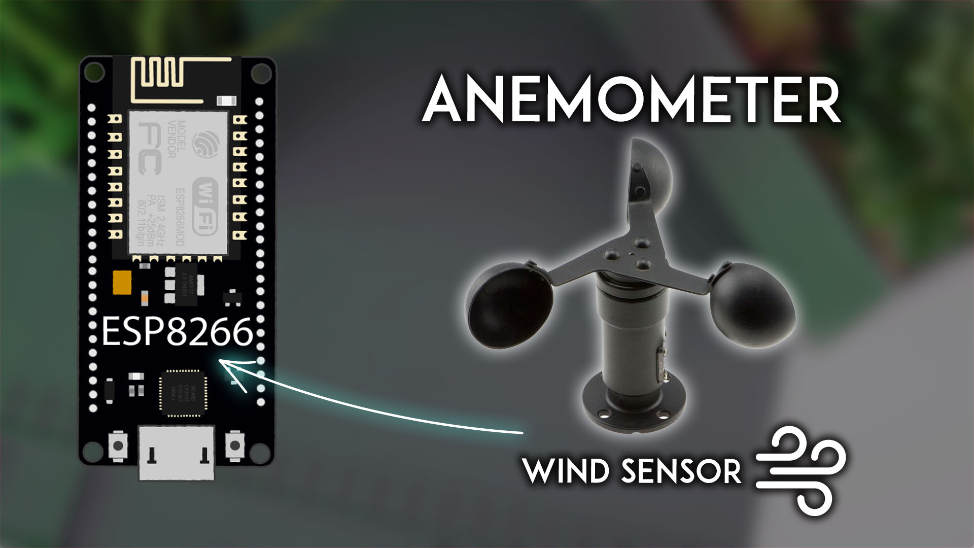 ESP8266 with an Anemometer Measure Wind Speed Arduino IDE