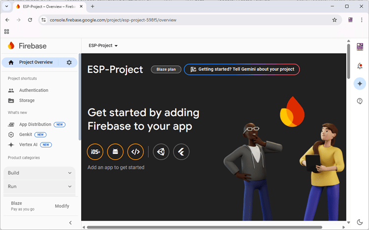 Firebase console project