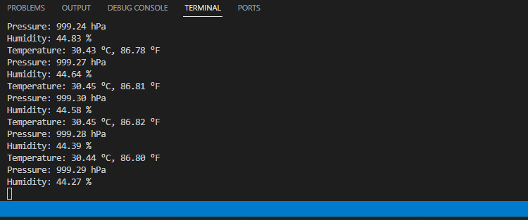 Raspberry Pi BME280 Readings Python Terminal