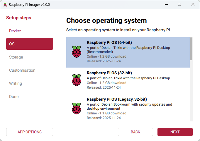 Raspberry Pi Imager Choose OS