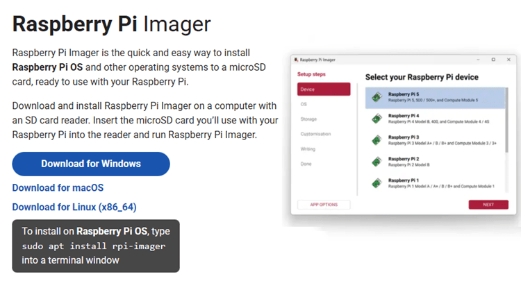 Download Raspberry Pi Imager