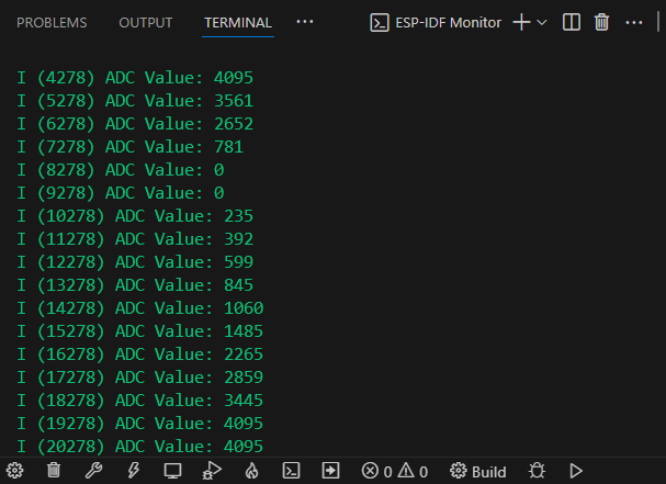 ESP-IDF ESP32 Analog Read Potentiometer Value adc_oneshot Demonstration