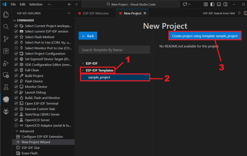 ESP-IDF ESP32 Create New Sample Project using IDF Template