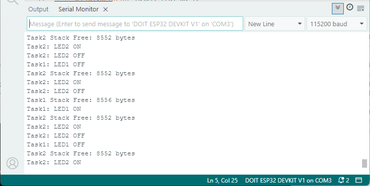 ESP32 with FreeRTOS determine task stack high watermark