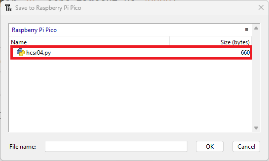 HC-SR04 library MicroPython file created Thonny IDE