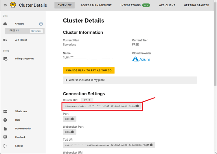 HiveMQ Cluster URL