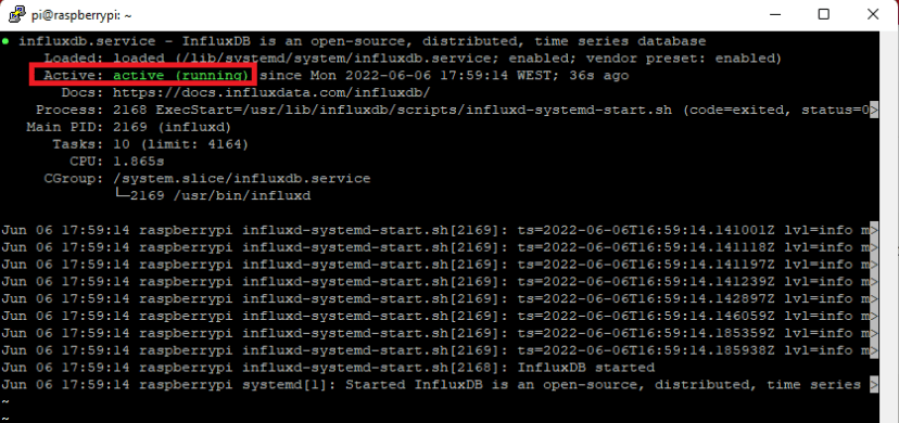 InfluxDB running as a service