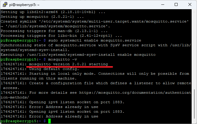 Installing Mosquitto MQTT broker Raspberry Pi and checking the version