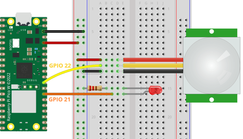 Raspberry Pi Pico Motion Sensor Circuit