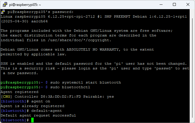 Enabling Bluetooth on RPi Completed