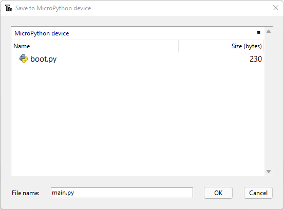Thonny IDE Save main.py File