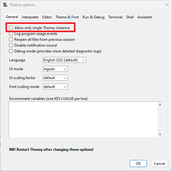 Thonny IDE allow multiple instances